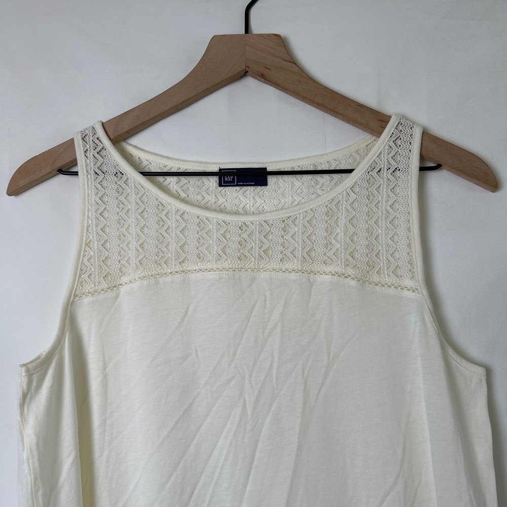 GAP Womens Crochet Lace Tank Top Cream Size S Boho Festival Layering Cottagecore - Picture 3 of 10